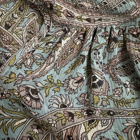 Calypso St. Barth 100% Silk Paisley Blue Blouse Top Boho Peasant Cottage Fairy - Picture 3 of 6